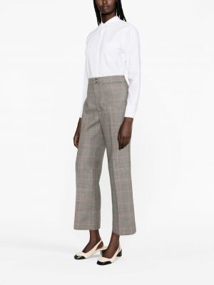Kostkované vlněné rovné kalhoty Gucci