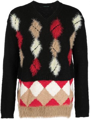 Аргайл памучен пуловер Andersson Bell черно