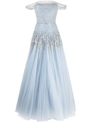 Вечерна рокля с пайети Jenny Packham синьо