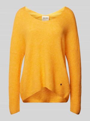 Dzianinowy sweter z dekoltem w serek oversize Mos Mosh pomarańczowy