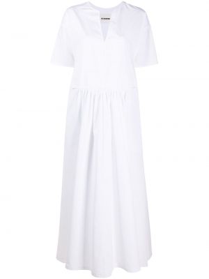 Vestido de tubo ajustado manga corta Jil Sander blanco