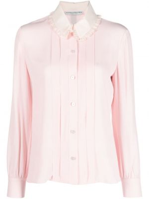 Bluză cu funde din crep Alessandra Rich roz