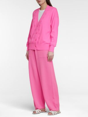 Relaxed кашмирени прав панталон с висока талия Barrie розово