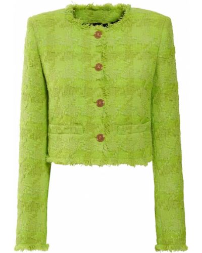 Tvídová vlnená bunda Versace zelená