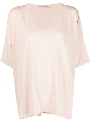 T-shirt i stickad Gentry Portofino rosa