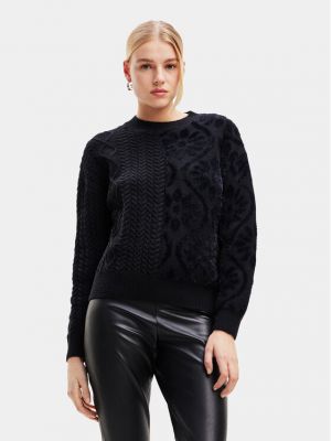Laza szabású pulóver Desigual fekete