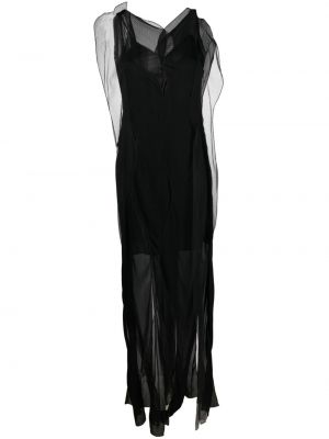 Átlátszó ujjatlan estélyi ruha Victoria Beckham fekete