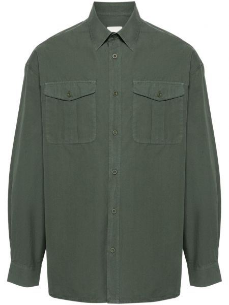 Βαμβακερό πουκάμισο Emporio Armani πράσινο