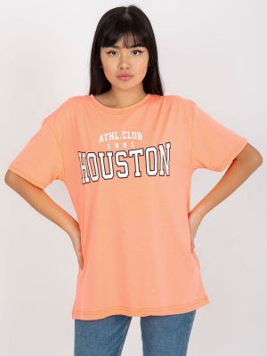 Relaxed fit marškinėliai su užrašais Fashionhunters oranžinė
