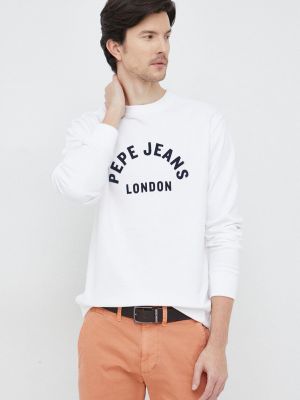 Памучен суитчър с принт Pepe Jeans бяло