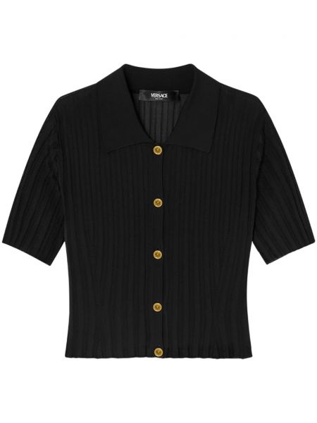 Strick hemd mit geknöpfter Versace schwarz