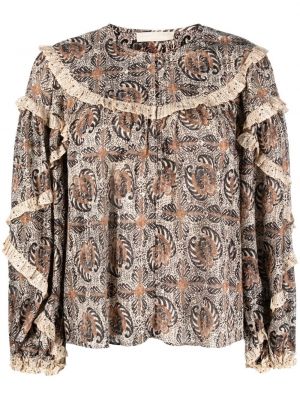 Ballonghylsa blus Ulla Johnson brun