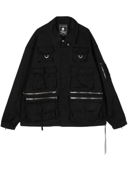 Bombažna jakna z vezenjem Mastermind World črna