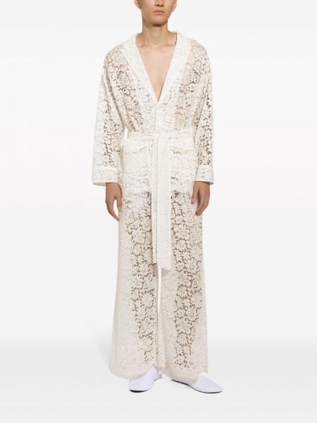 Krajkové květinové kalhoty relaxed fit Dolce & Gabbana bílé