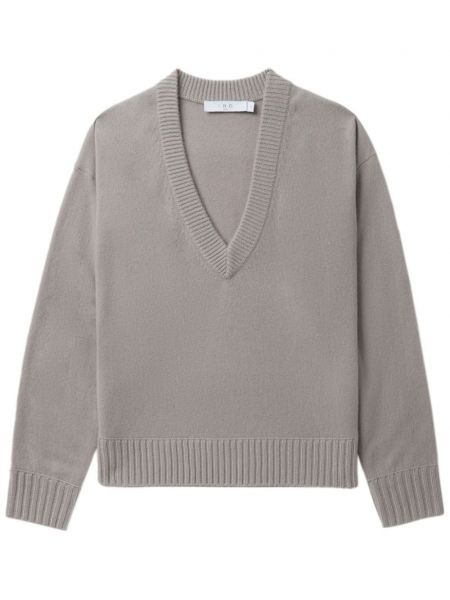 Кашмирен пуловер с v-образно деколте Iro сиво