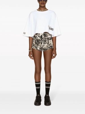 Raštuotas medvilninis marškinėliai Dolce & Gabbana Dg Vibe balta