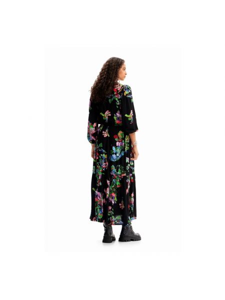 Sukienka midi z dekoltem w serek Desigual czarna