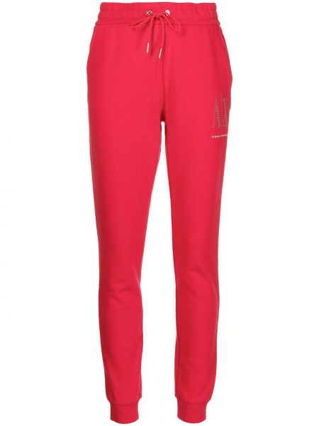 Bavlněné sportovní kalhoty s potiskem Armani Exchange červené