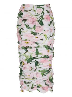 Květinové midi sukně s potiskem Carolina Herrera bílé