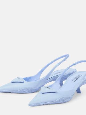 Найлонови полуотворени обувки с отворена пета Prada синьо