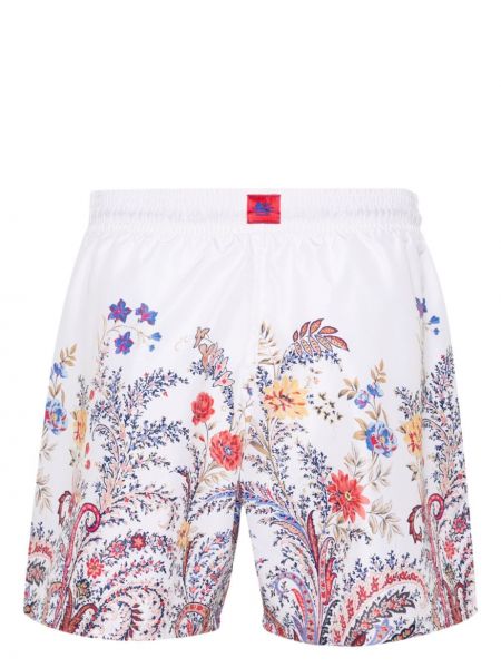 Mustriline lilleline lühikesed püksid Etro valge