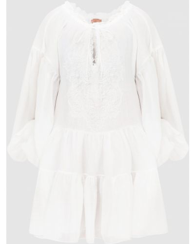 Плаття міні з оборками Ermanno Scervino, біле