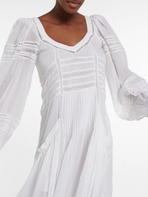 Vestido largo de algodón con volantes Marant Etoile blanco