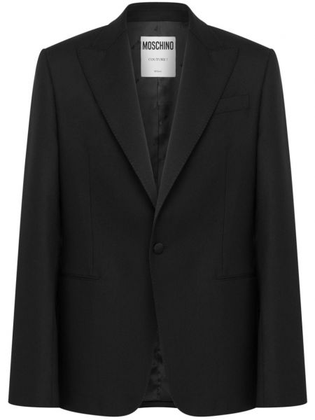 Vlněná bunda s výšivkou Moschino černá