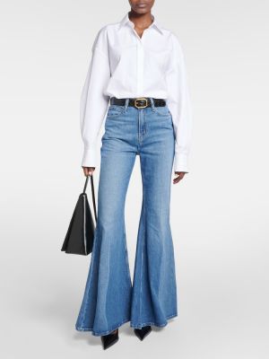 Bootcut džínsy s vysokým pásom Frame modrá