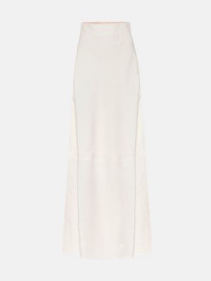 Lniana długa spódnica z wysoką talią Miu Miu biała