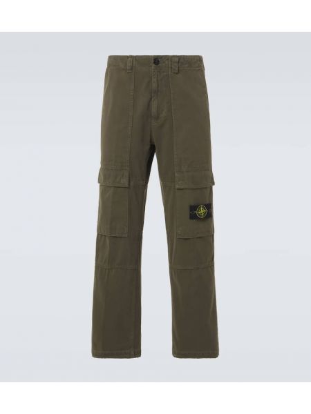 Pamuklu kargo pantolon Stone Island yeşil