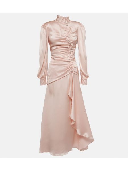 Атласное длинное платье Alessandra Rich розовое