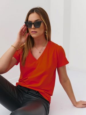Jednofarebné bavlnené tričko Fasardi oranžová