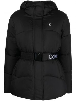 Džínsová bunda s kapucňou Calvin Klein Jeans čierna