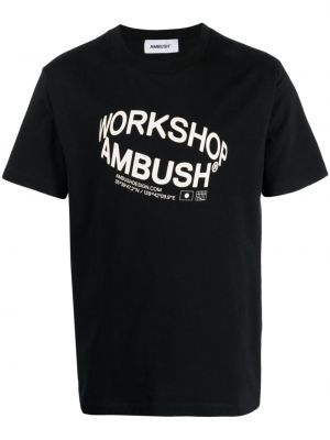 Raštuotas medvilninis marškinėliai Ambush juoda