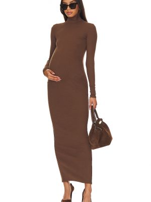 Платье для беременных с длинным рукавом Bumpsuit коричневое