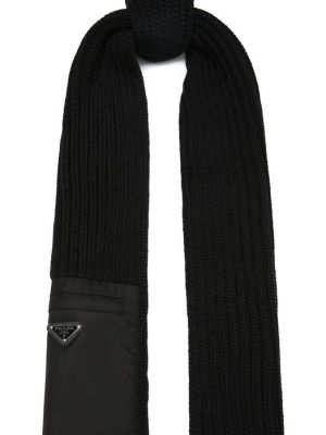 Шерстяной шарф Prada черный