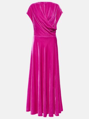 Drapiruotas midi suknele velvetinis Costarellos rožinė