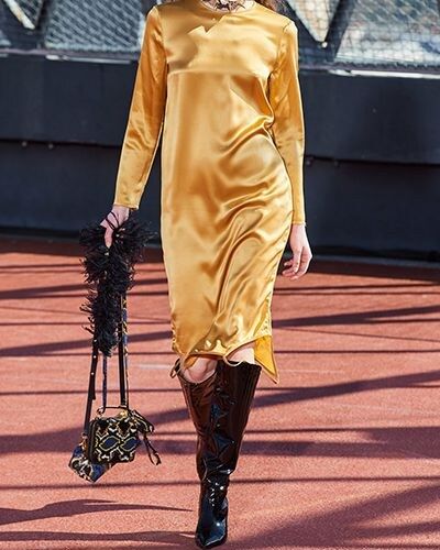 Hedvábné saténové šaty Marques'almeida zlaté