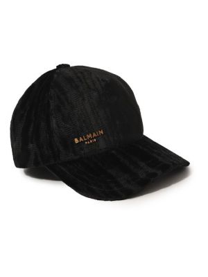 Хлопковая кепка из вискозы Balmain черная