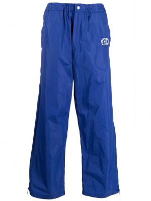 Pruhované rovné kalhoty Valentino modré