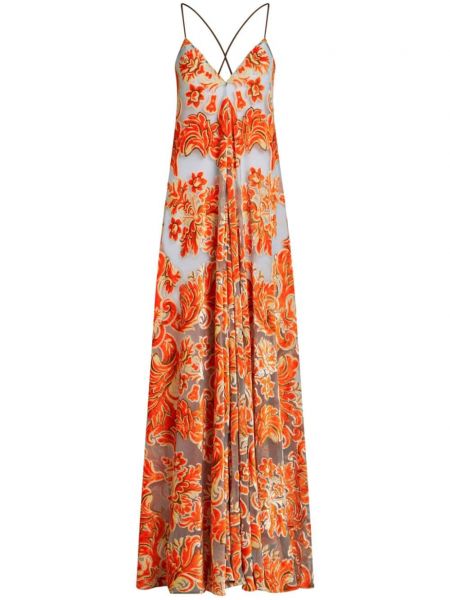 Жакардова вечерна рокля Etro оранжево
