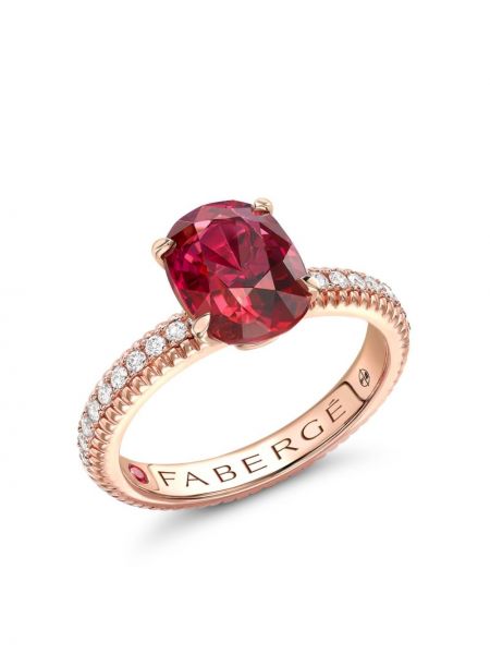 Rožinio aukso žiedas Fabergé