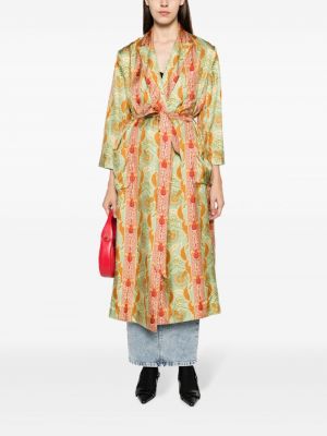 Květinový hedvábný kabát s potiskem Gucci