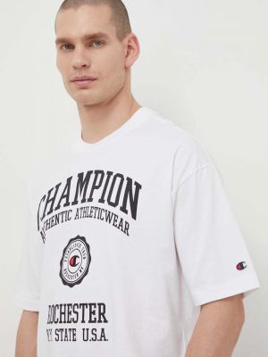 Koszulka bawełniana z nadrukiem Champion biała