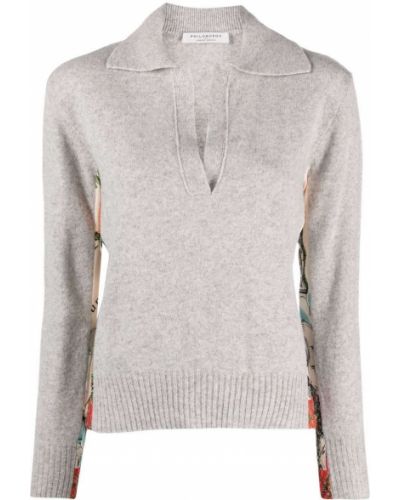 Kašmírový vlnený sveter s potlačou Philosophy Di Lorenzo Serafini sivá