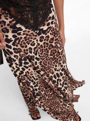 Rochie lunga de mătase cu imagine cu model leopard Rodarte