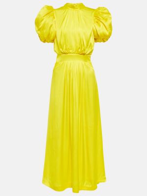 Saténové midi šaty Rotate Birger Christensen žluté
