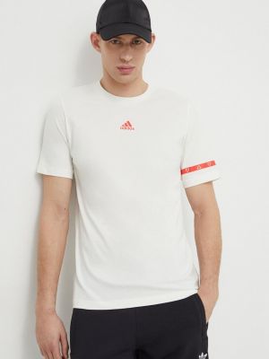 Bavlněné tričko Adidas béžové