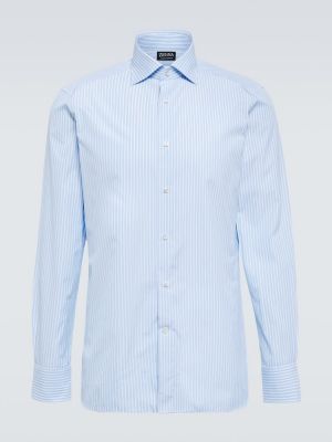 Pruhovaná bavlnená košeľa Zegna modrá